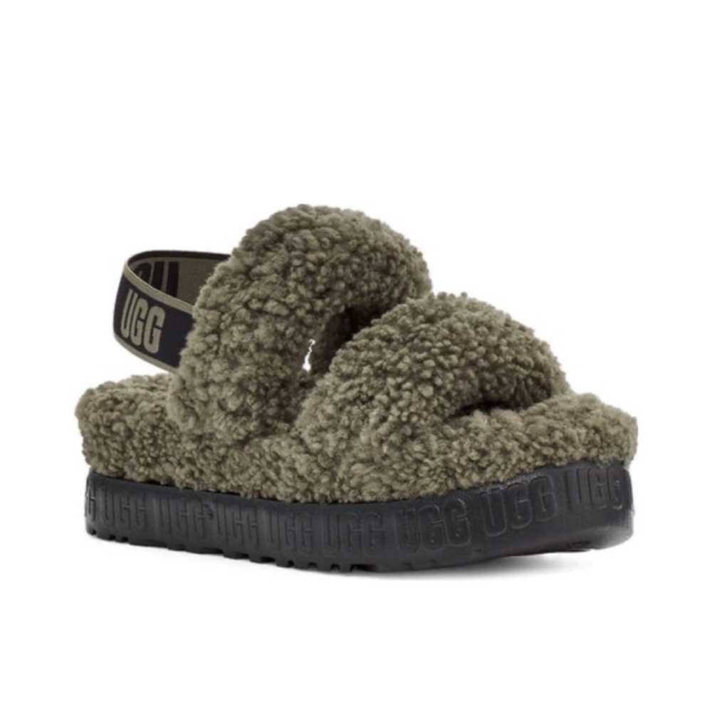 UGG Oh Fluffita Genuine Shearling Slingback  Sandals in OLIVE size 6
